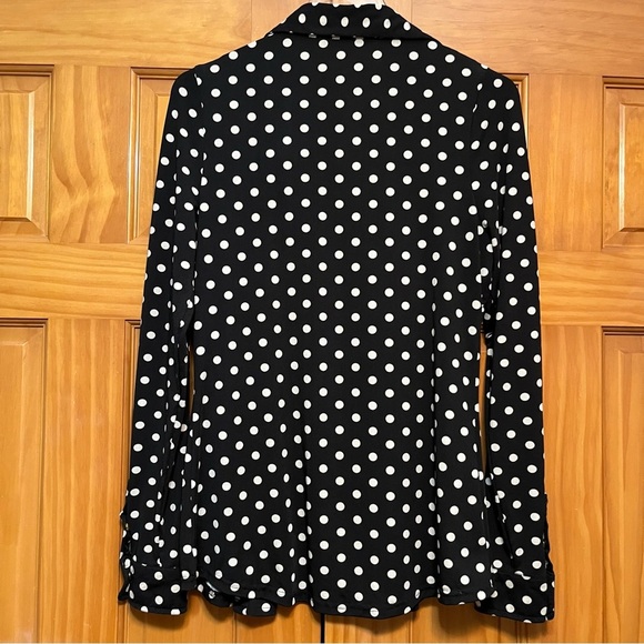 BCBGMaxazria Black/White Polka Dot Top Size Medium - Picture 10 of 11